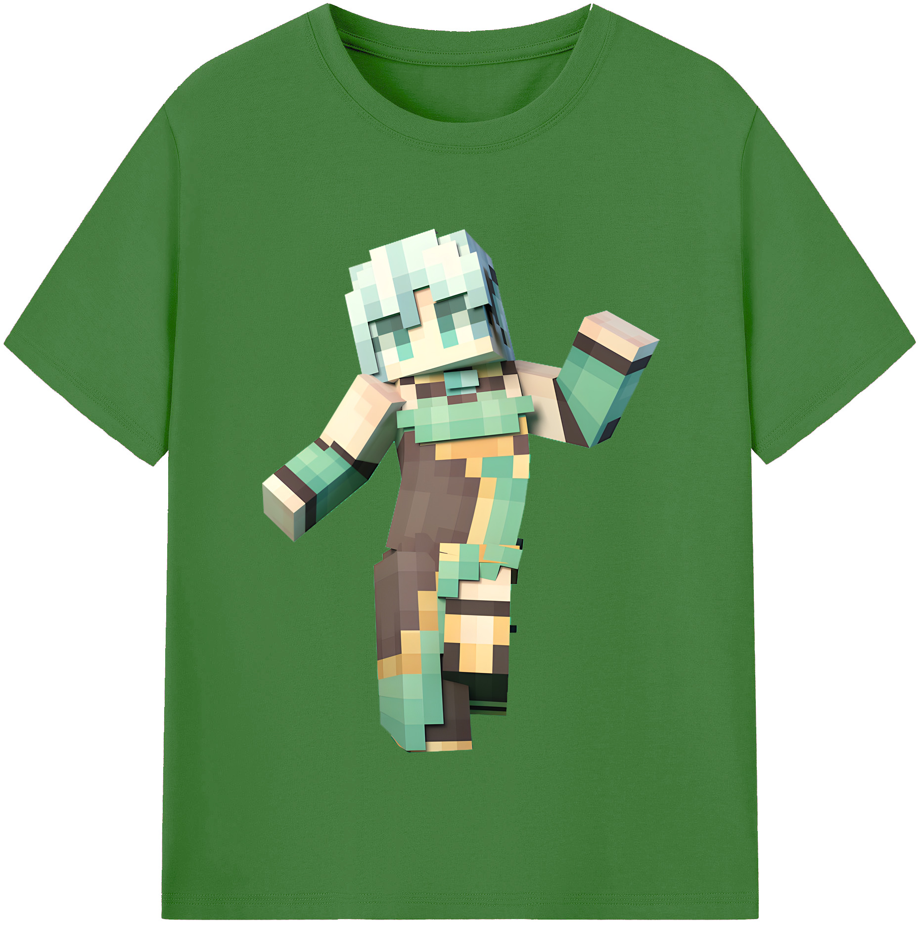 （画像用） マインクラフト ブロックの世界 Minecraft MC Block world レディースカジュアルプリントTシャツ（綿100％）